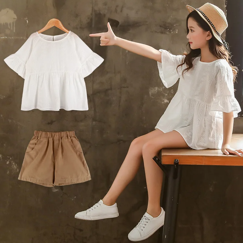 

Toddler Outfits Girl Tracksuit For Children School Costume Teenage Clothes Summer Teen Kids Fashion Suit Shorts And T-shirt 8 12