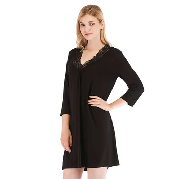 

Spring and Summer New Women's Nightdress Loose Home Service Lace V-neck Simple Women's Home Service Womens Nightgown Sleepwear