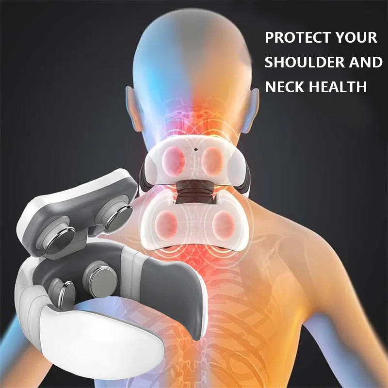 Умный электрический массажер для шеи 4D инструмент облегчения боли в плечах и шее