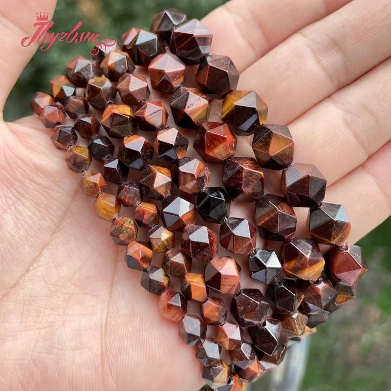 

Faceted Red Tiger Eye Beads Natural Stone Spacer Loose Beads for DIY Accessories Charms Necklace Bracelet Jewelry Making 15"