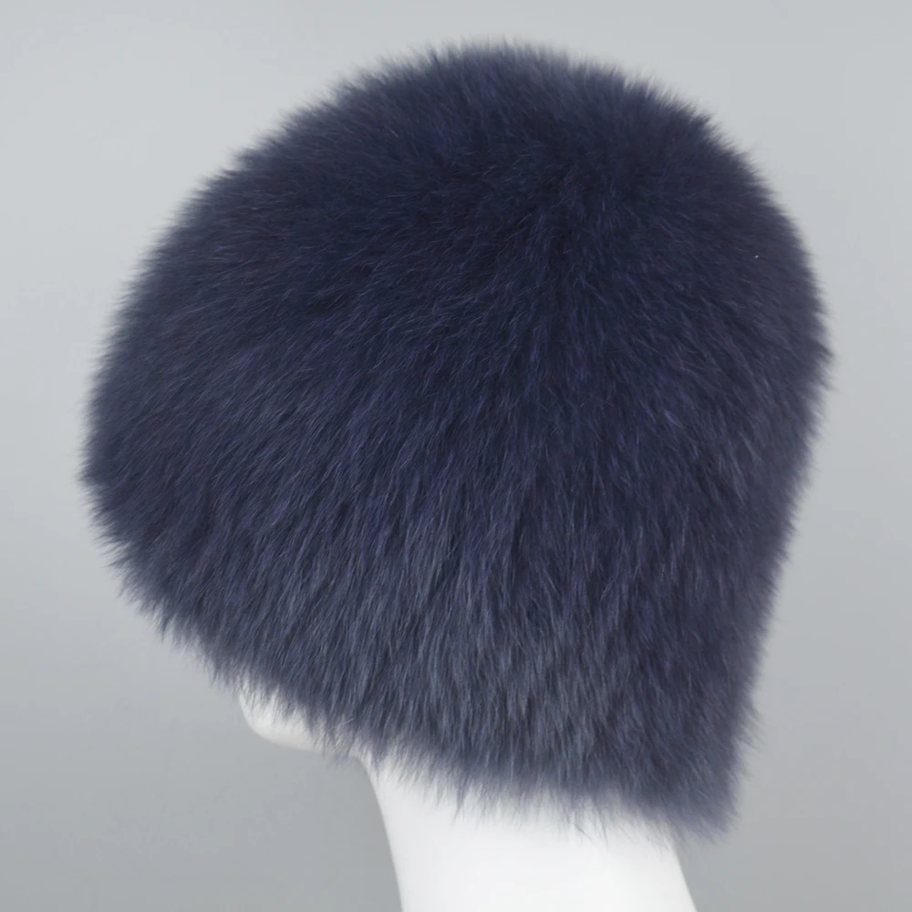 2025 New Luxury 100% Natural Real Fox Fur Hat Women Winter Knitted Real Fox Fur Bomber Cap Girls Warm Soft Fox Fur Beanies Hats 3