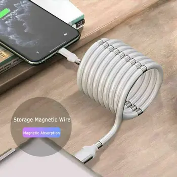 

1M Magnetic Self-Coiling USB Charging Cable Absorption Data Charger Cable Charging Cables For Android Type-C NEW Arrival