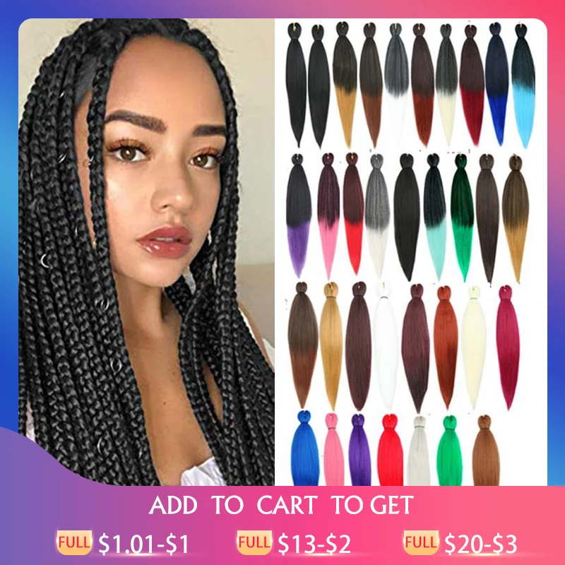 

26 Inches 90g Yaki Straight Synthetic Hair Extension Pre Stretched Crochet Jumbo Braids Kanekalon Hair Braiding