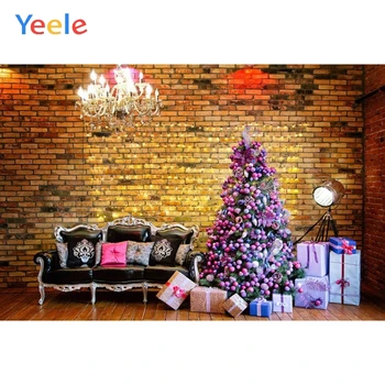 

Yeele Christmas Backdrop Tree Sofa Gift Chandelier Wall Baby Birthday Party Customized Photography Background For Photo Studio