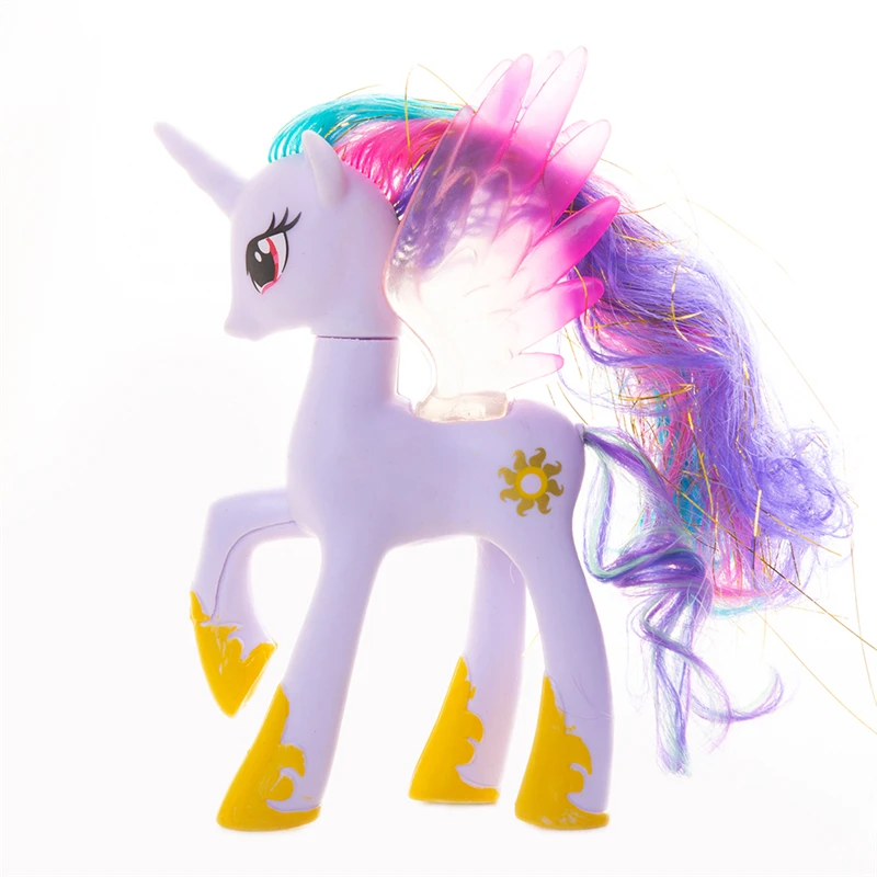 14 см My Little Pony мультяшный Радужный Единорог Пони Флаттершай Искра Rarit Аниме Фигурка модель детский день рождения Рождественский подарок - Цвет: D