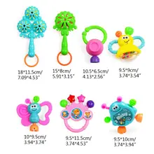 7 шт./компл. Прорезыватель для зубов погремушка для прорезывания зубов детские рук Jingle пожимая колокол новорожденных красочные детские игрушки Монтессори