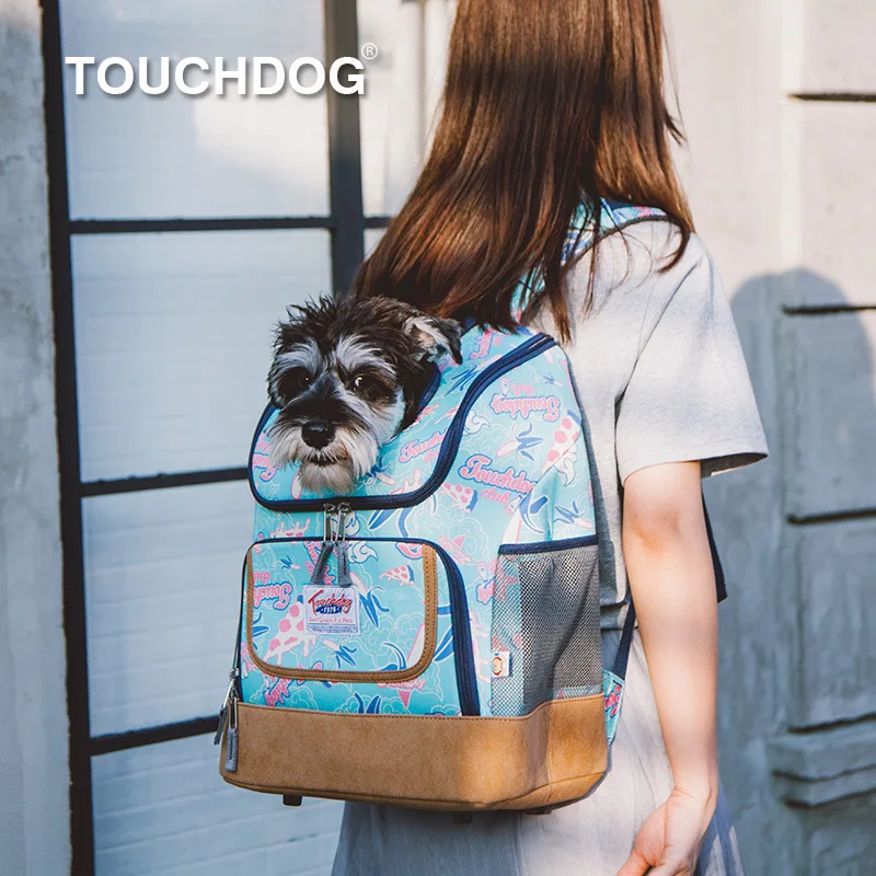 

Touchdog Pet Cat and Dog Backpack, Go Out, Carry Small Broken Flowers on Your Shoulders, Leisure College Style.