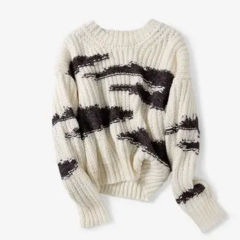 

Women Sweater 2019 Autumn and Winter Models Casual Striped Loose Pullover Sweater
