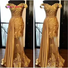 Золотое просвечивающее платье русалки для выпускного вечера длинное кружевное плиссированное платье с открытыми плечами для женщин Формальное вечернее Пышное Платье Formatura