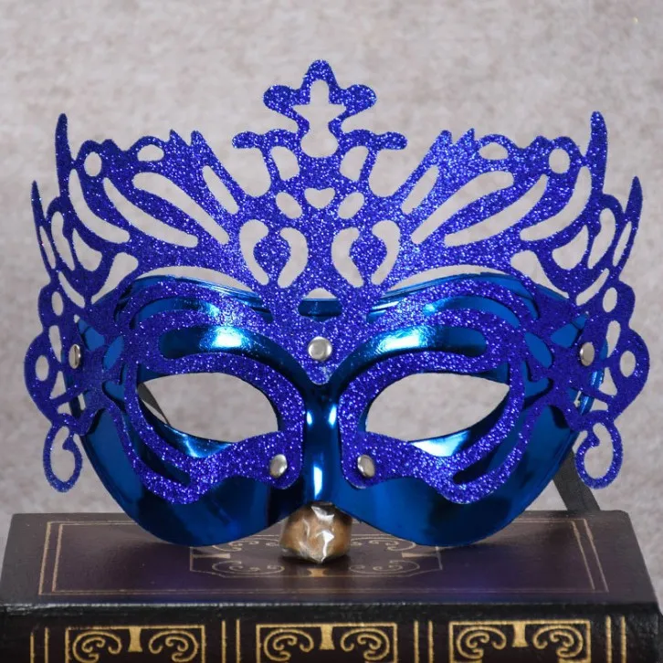 Blue Mask Модная пластиковая Карнавальная маска для детей, мужчин, женщин, девочек, вечеринки, дня рождения, маскарад, танцевальный карнавал, Хэллоуин, Золотая Корона, тип, полумаска для лица - Цвет: Blue Mask