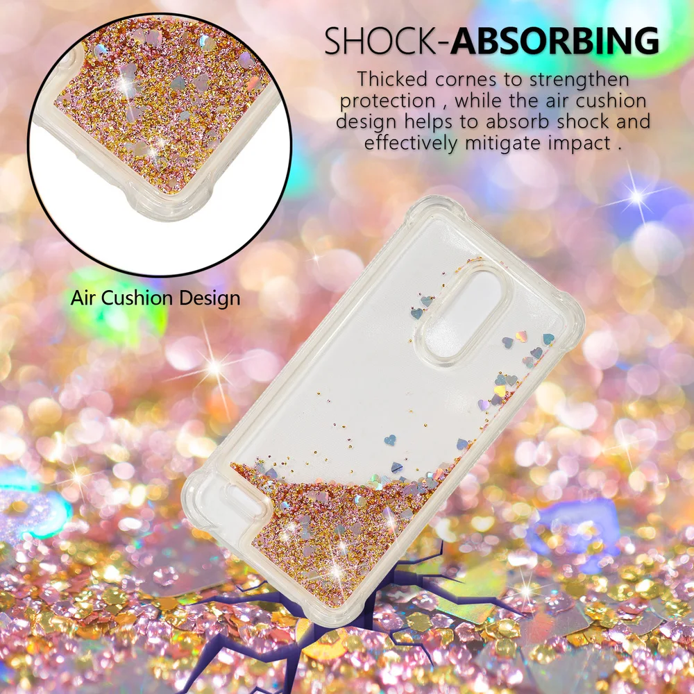 Блестящий чехол для LG K11 X4 K30 Xpression Phoenix Plus Bling Dynamic Liquid Quicksand Bumper Cover + Силиконовый