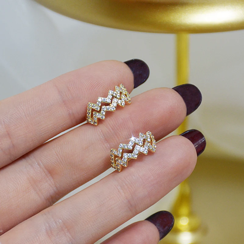 Мода со стразами Bling волна клип серьги для женщин дизайнерские Роскошные