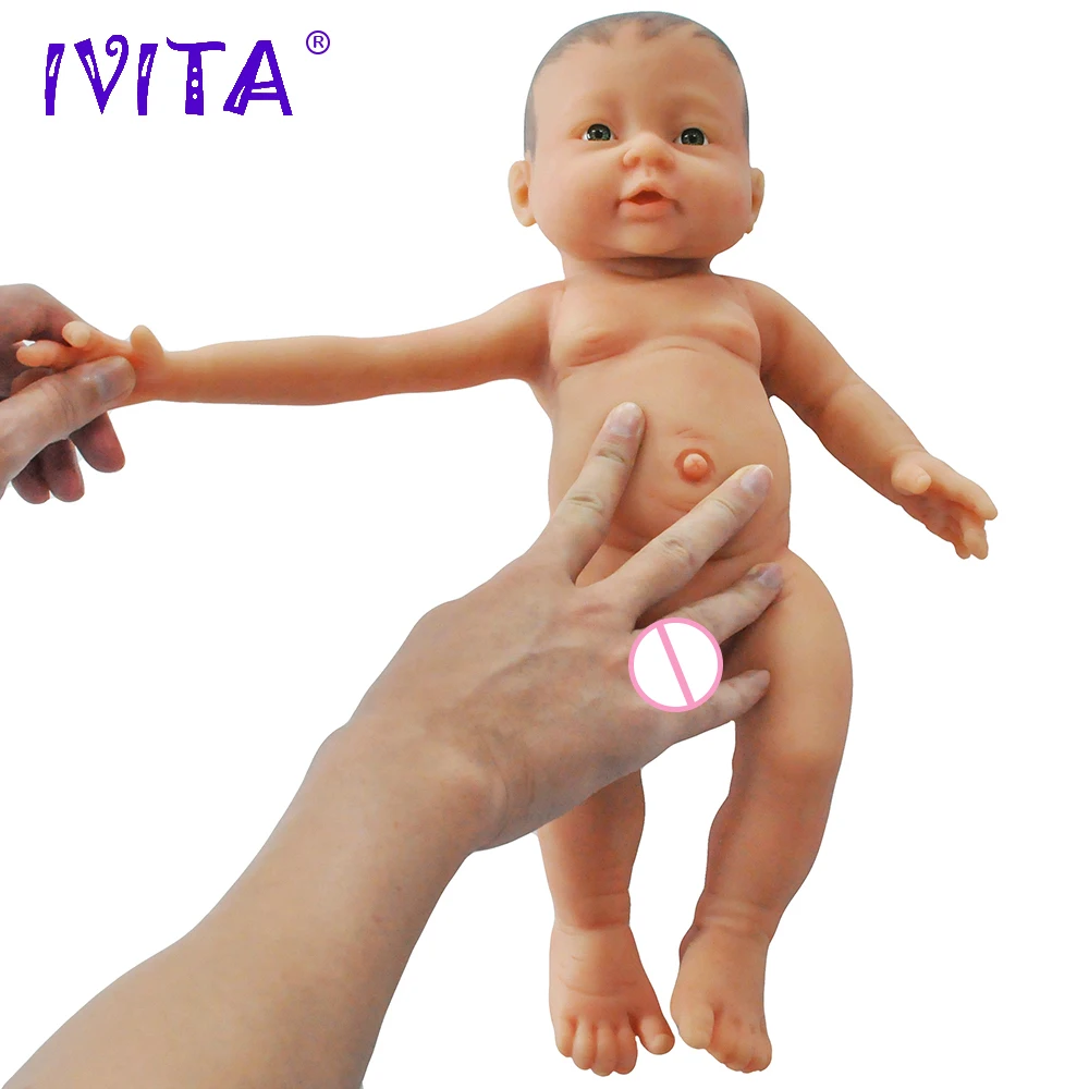IVITA WG1503H, 41 см, 2000 г, полностью силиконовая кукла для новорожденной девочки с нарисованными волосами, Реалистичная, мягкая кожа, куклы для младенцев
