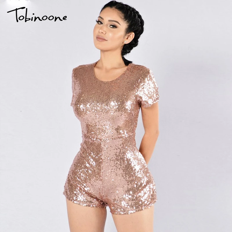 short sequin jumpsuit