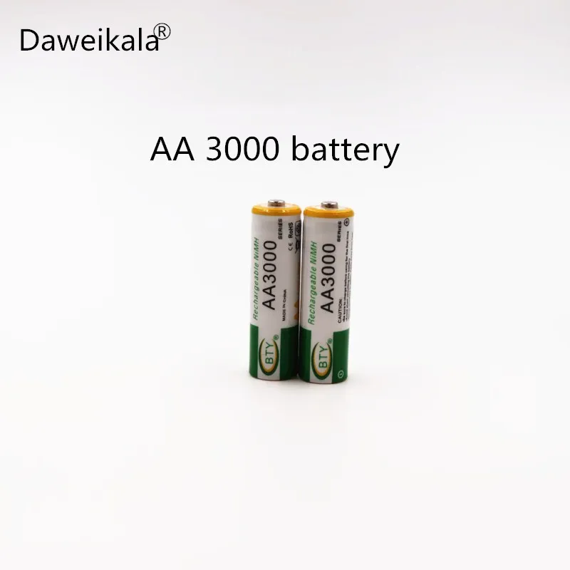 Новинка BTY Ni-MH 1,2 V AA Аккумуляторная Батарея 3000 mah 2A Baterias Bateria для модели камеры: AA 3000