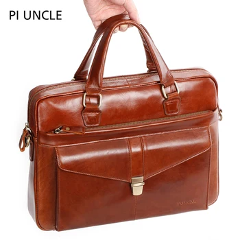 

2020 Genuine Leather Male Luxury Briefcase 14‘’ Laptop Computer Handbags Shoulder Messenger Bag For Men Crossbody Large Capacity