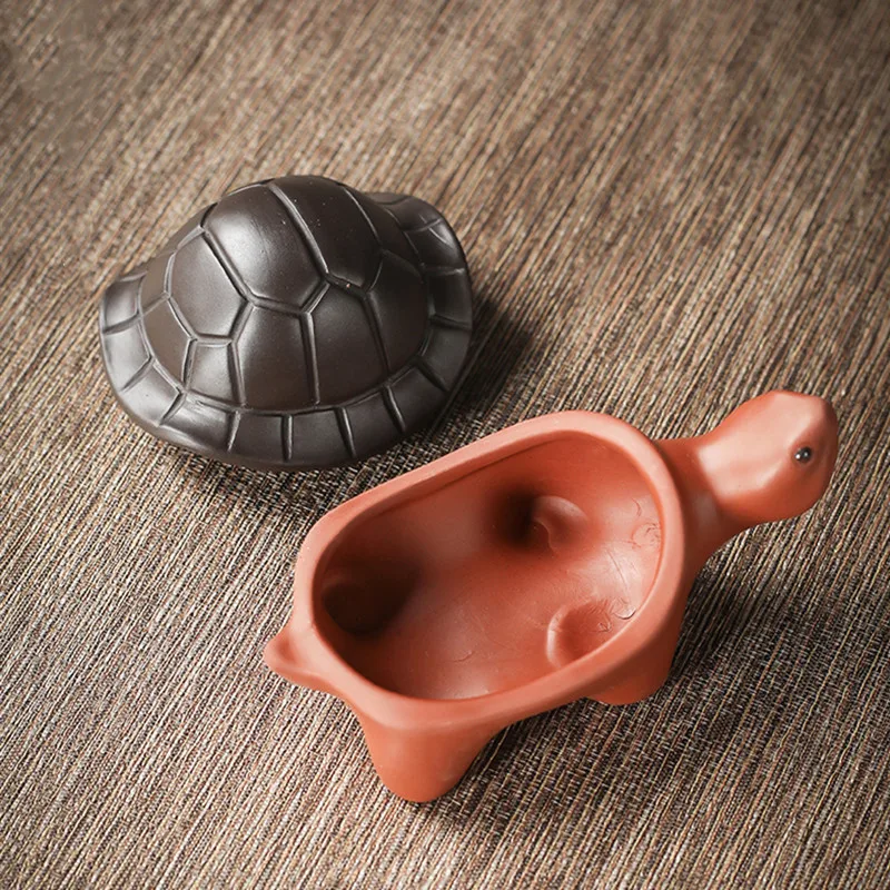 1PCS Chinese Boutique Purple Clay Tea Pet Handmade Lucky Tortoise Statue Ornaments Home Tea Set Decoration Accessories Crafts