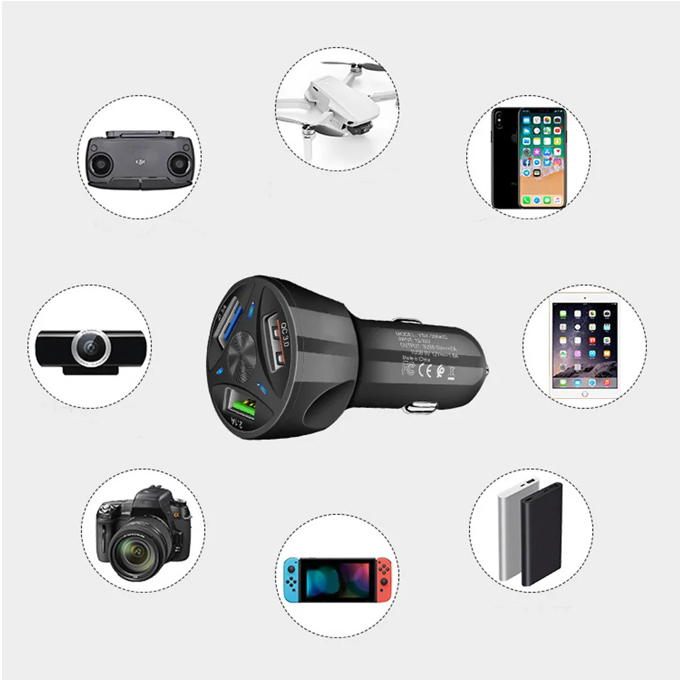 QC 3,0 быстрое автомобильное зарядное устройство для DJI Mavic Mini, Mavic 2 Pro/Zoom, смартфона, планшета и т. д. Smart 3 порта зарядки