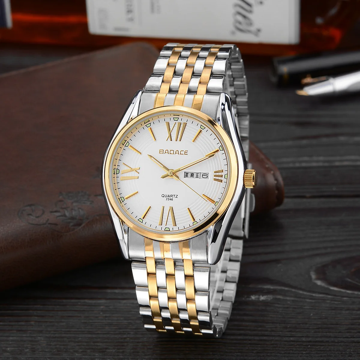 

Badace Baode City Watch Calendar Stainless Steel Watch Band Waterproof Casual MEN'S Quartz Watch