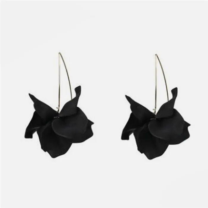 Ztech хрустальные смолы серьги с цветочным кулоном дамы преувеличенные модные черные кисточкой прелестные серьги свадебный друг подарок - Окраска металла: E1503