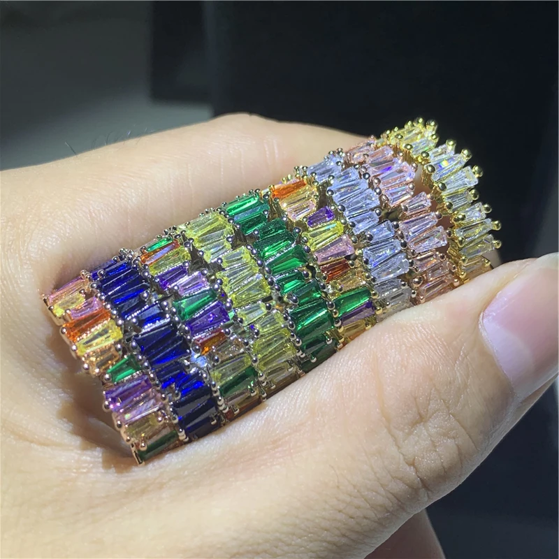 Кольцо Eternity Rainbow T-type AAAAA роскошные вечерние Обручальные кольца из стерлингового
