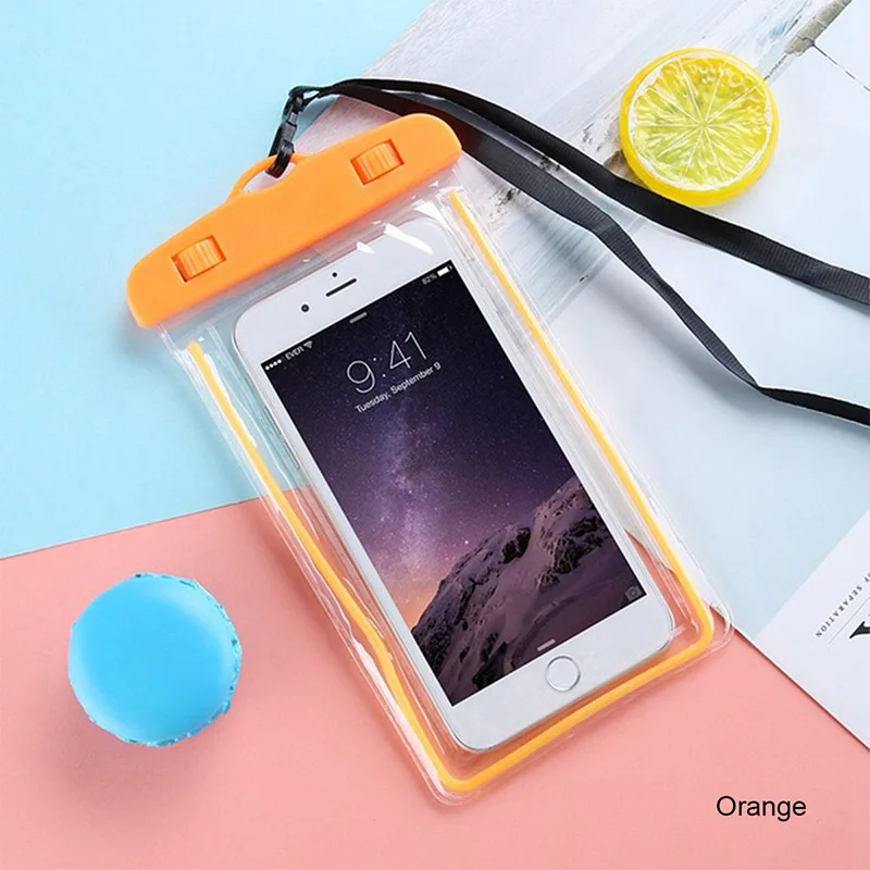 Водонепроницаемый мобильный телефон чехол для iPhone X XS MAX 8 7 6s 5 плюс крышка мешок сумка ПВХ герметичный остающийся сухим под водой чехол Водонепроницаемый карман - Цвет: orange