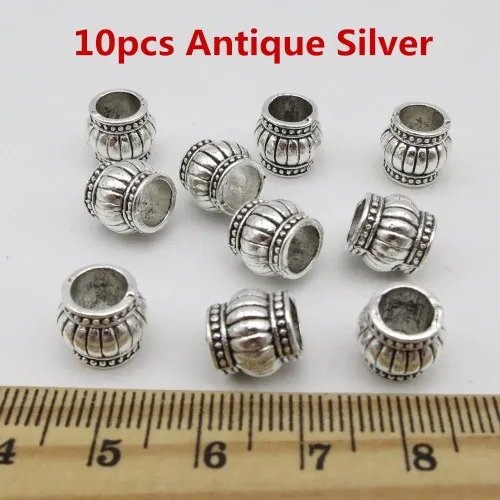 10pcs Antique Silver 10 шт.-30 шт. античное серебро/античное золото/красная медь Викинг волос оплетка dread борода дредлок бусины кольца трубки аксессуары - Цвет: 10pcs Antique Silver