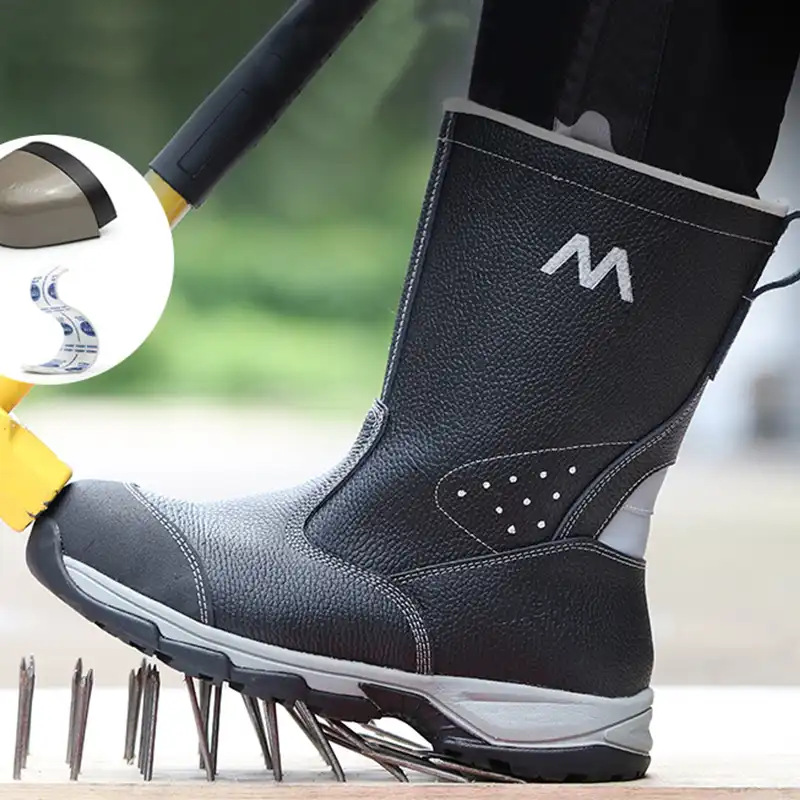 冬の作業安全靴鋼つま先キャップ安全靴の男性パンク防水メンズブーツノンスリップ冬靴建設作業靴 作業 安全ブーツ Aliexpress