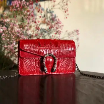 

2019 summer new European style American women's bag pure square 100% crocodile skin