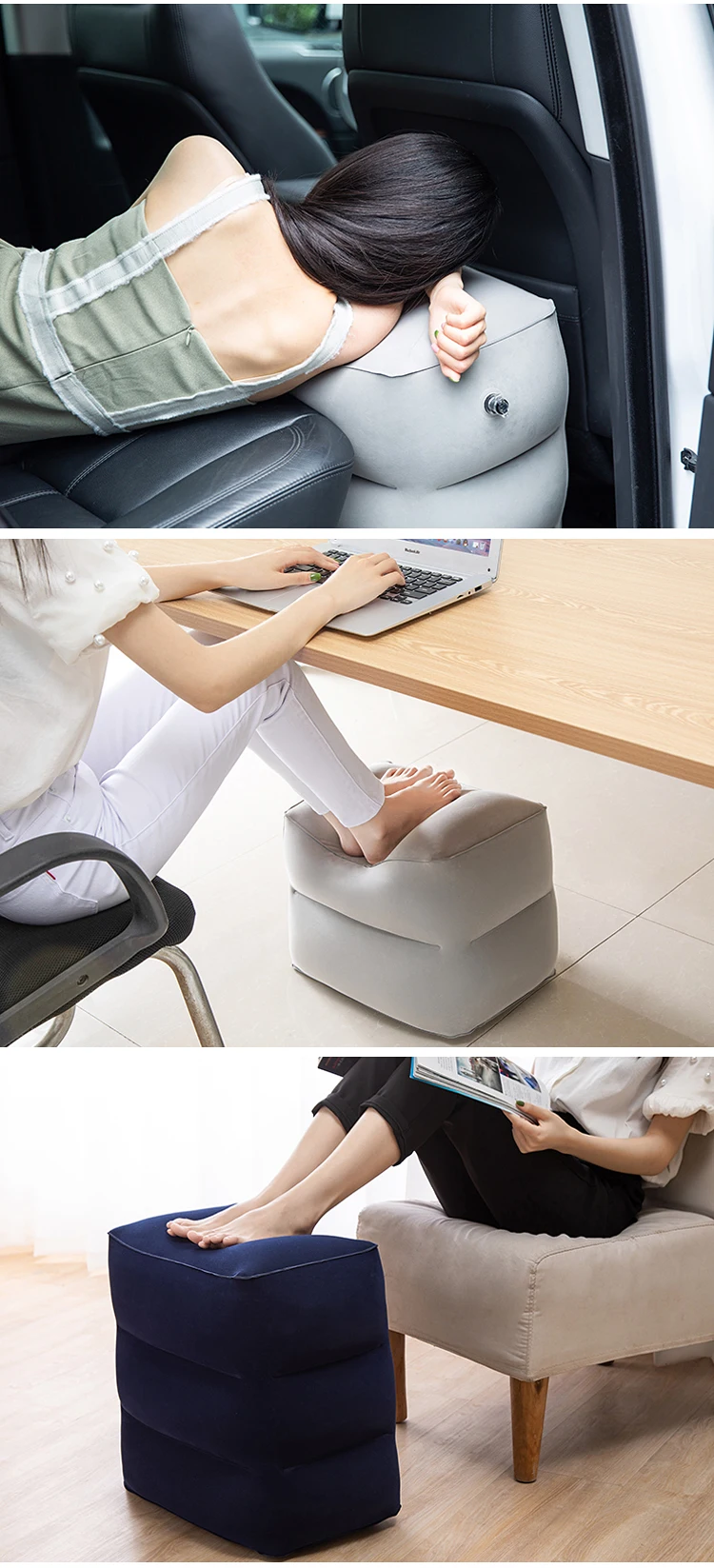 Foldable Inflatable Footrest Leg Foot Travel Supporter Rest Trip Accessories Pillow Portable Air Pad Kids Bed Cushion Supplies