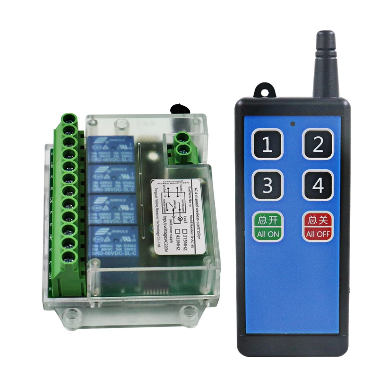 Canal 433mhz Interruptor de Controle Remoto sem Fio Interruptor de Controle Remoto para Ventilador e Luz 12v24v60v220v230v 4ch