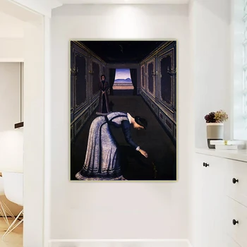 

Citon Paul Delvaux《Woman with rose,1936》Surrealism Canvas Art Oil Painting Artwork Picture Background Wall Decor Home Decoration