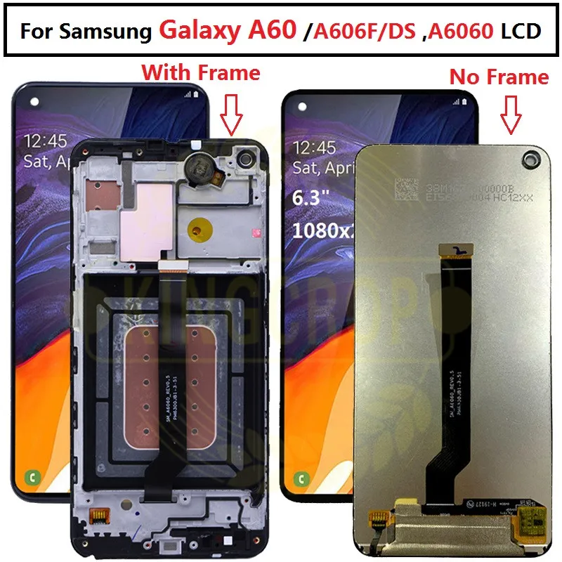 Для samsung galaxy A60 A606F/DS A6060 A606FD дисплей с сенсорным экраном дигитайзер в сборе для samsung A60 lcd с рамкой