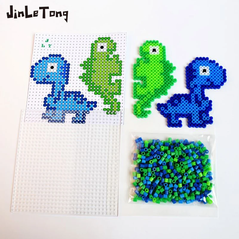 Hamma Bead Set Hamma Bead Toy Hama Bead 3D Puzzle Cartoon Dinosaur Pattern DIY Toy Children's Educational Toy Gift