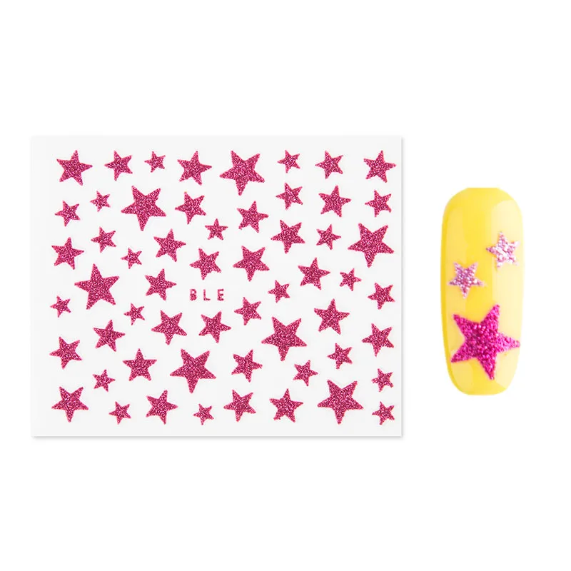 1 шт. 3D наклейки для ногтей со звездами глянцевый золотистый Серебристый наклейки для ногтей и наклейки блестящие наклейки для ногтей слайдер для фольги маникюрный слайдер для ногтей - Цвет: rose