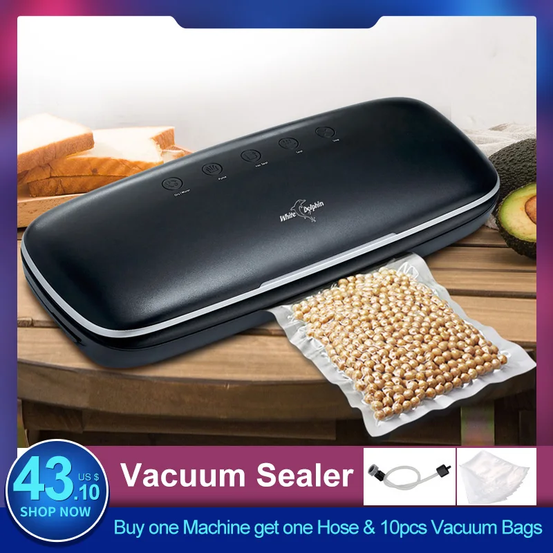 +BUY+ White Dolphin Best Vacuum Food Sealer With Hose And 10PCS Food