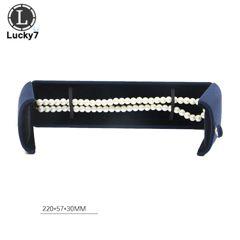Long chain box Темно-синяя двойная открытая шкатулка для ювелирных изделий День Святого Валентина подарок на день рождения сюрприз Кольцо Кулон Серьги Ожерелье заклепки - Цвет: Long chain box