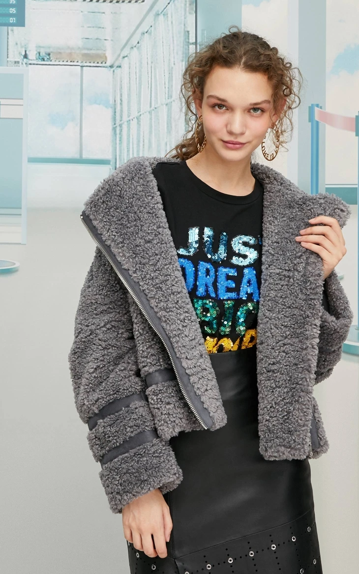 Vero Moda женский Ins стиль пушистый мотоцикл короткая куртка | 319348503