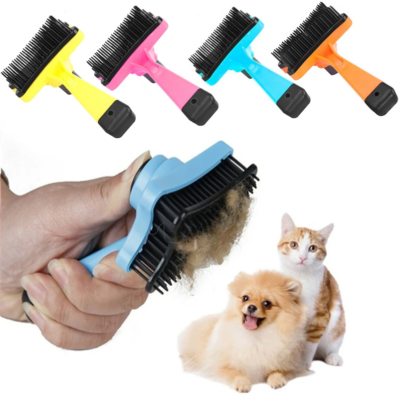 4 Colors Puppy Cat Faded Comb Hair Brush Plastic Pet Dog Grooming