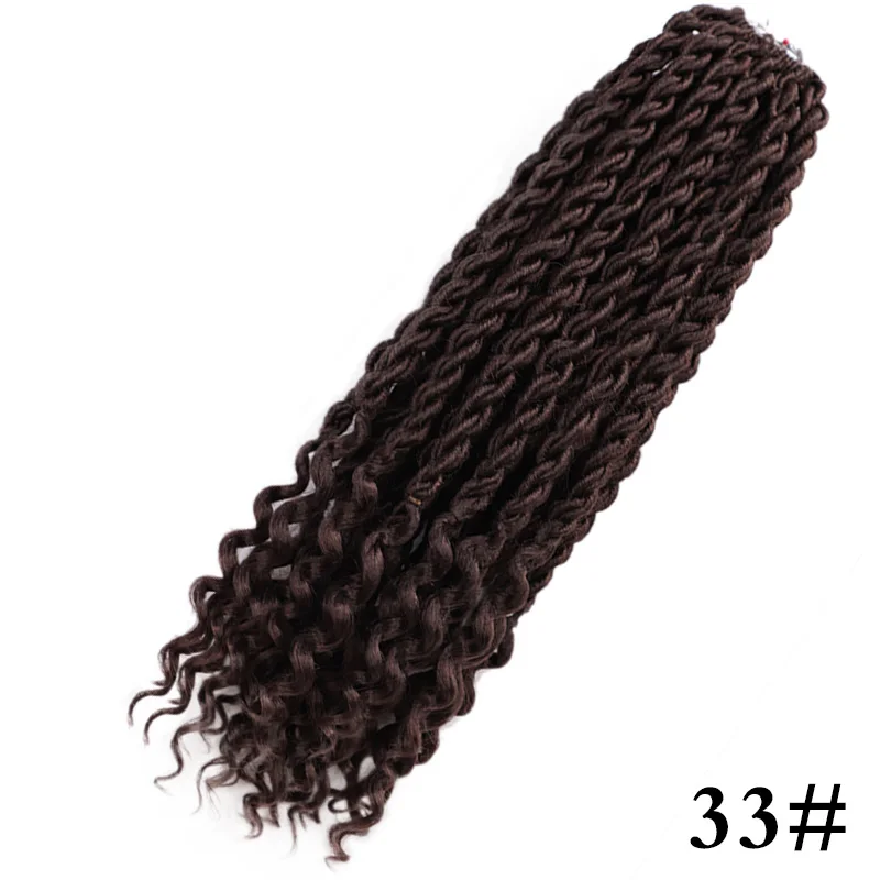 #33 Элегантные Музы богемные вязанные косички Faux locs Curly вязанные волосы 18 дюймов 24 пряди Омбре косички для наращивания синтетические волосы - Цвет: #33