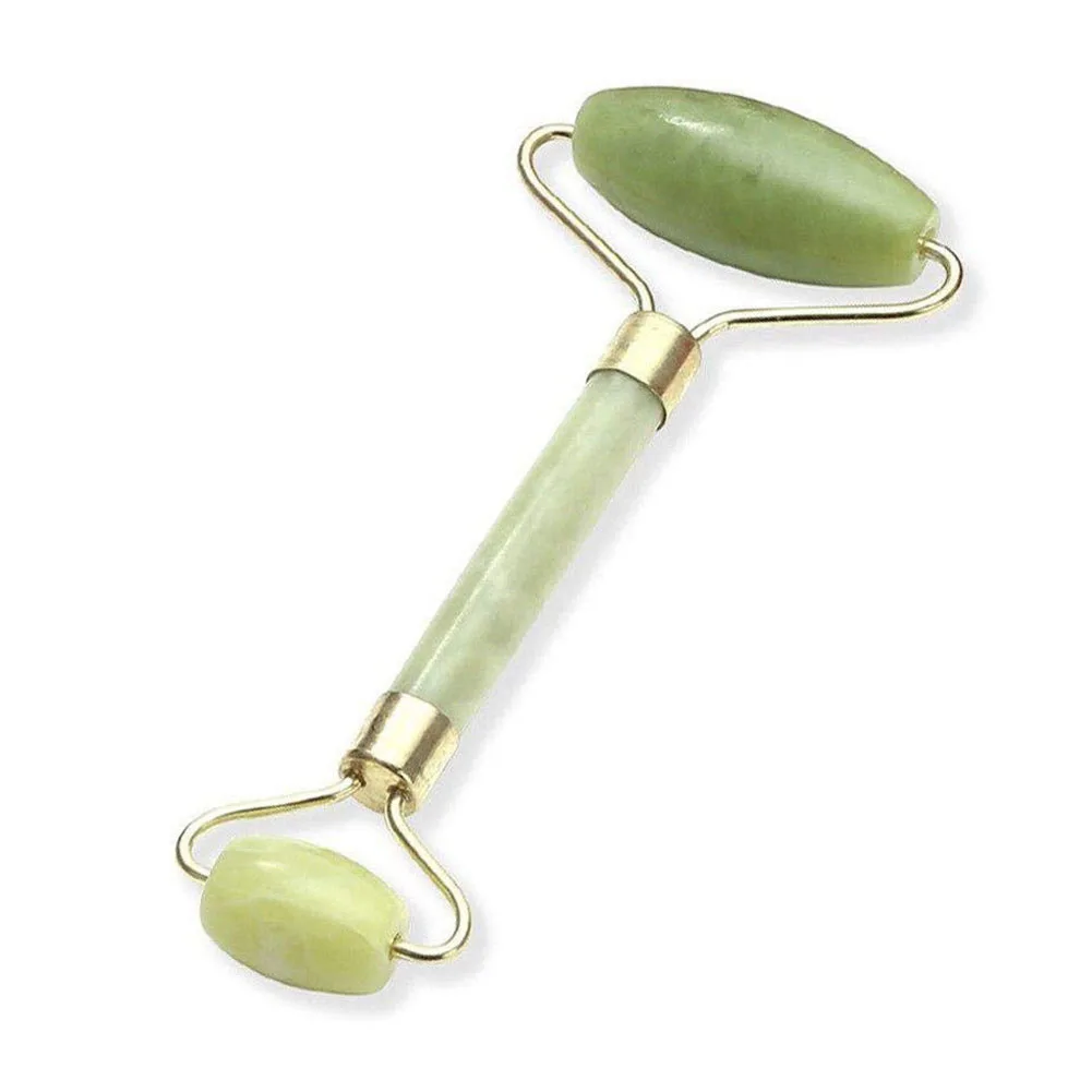 Ролик из натурального камня для похудения, массажер для лица, инструмент для лифтинга, двусторонний ролик для лица, Нефритовый массажный инструмент для похудения - Цвет: Green Jade
