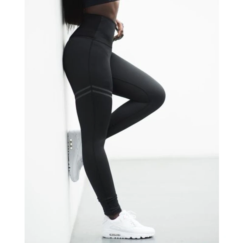 Черный Womens Fitness Leggings Running Gym Sport High Waist Jogging Pants Trousers - Цвет: Черный