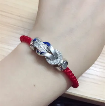 

Custom size red rope lucky 8 bracelet , Votage 925 sterling silver twist rope half zircon 8 bracelets for couples