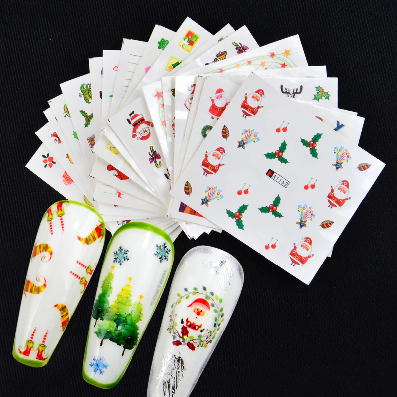 1 набор наклейка на ногти водная цветок рождественские наклейки много ногтей