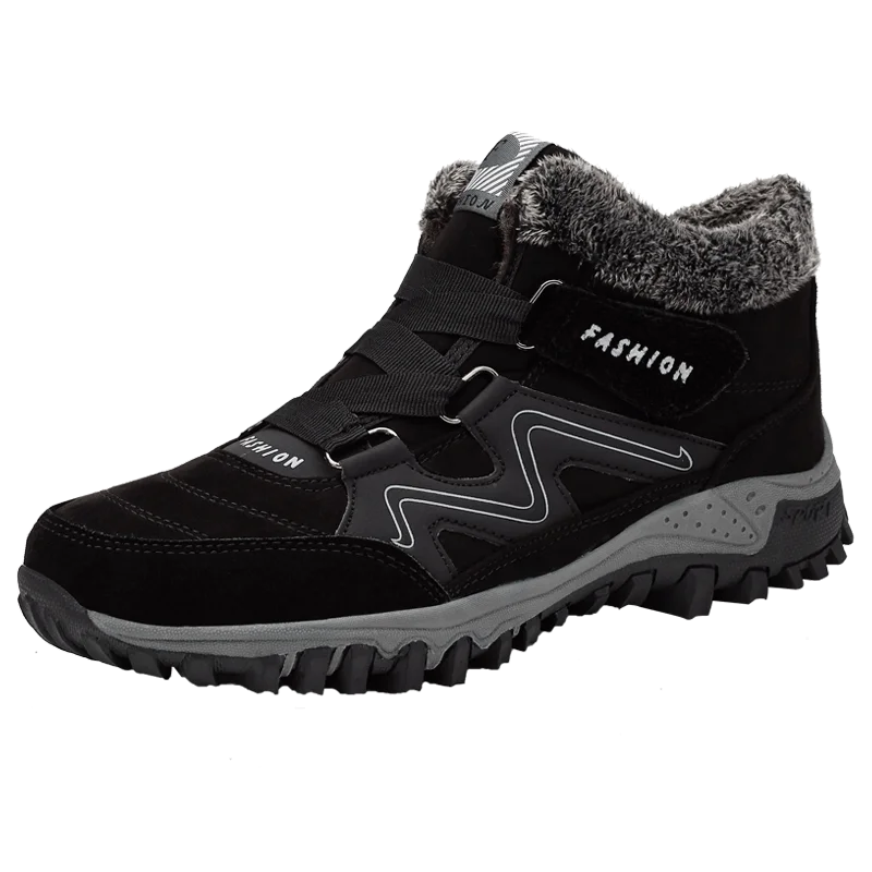 YZJ6137Black Men Casual Warm Men Snow Fur Boots Men Ankle Boots Suede Lightweight Boots Footwear Winter Men Rubber Ankle Shoes Size 39-45 - Цвет: YZJ6137Black
