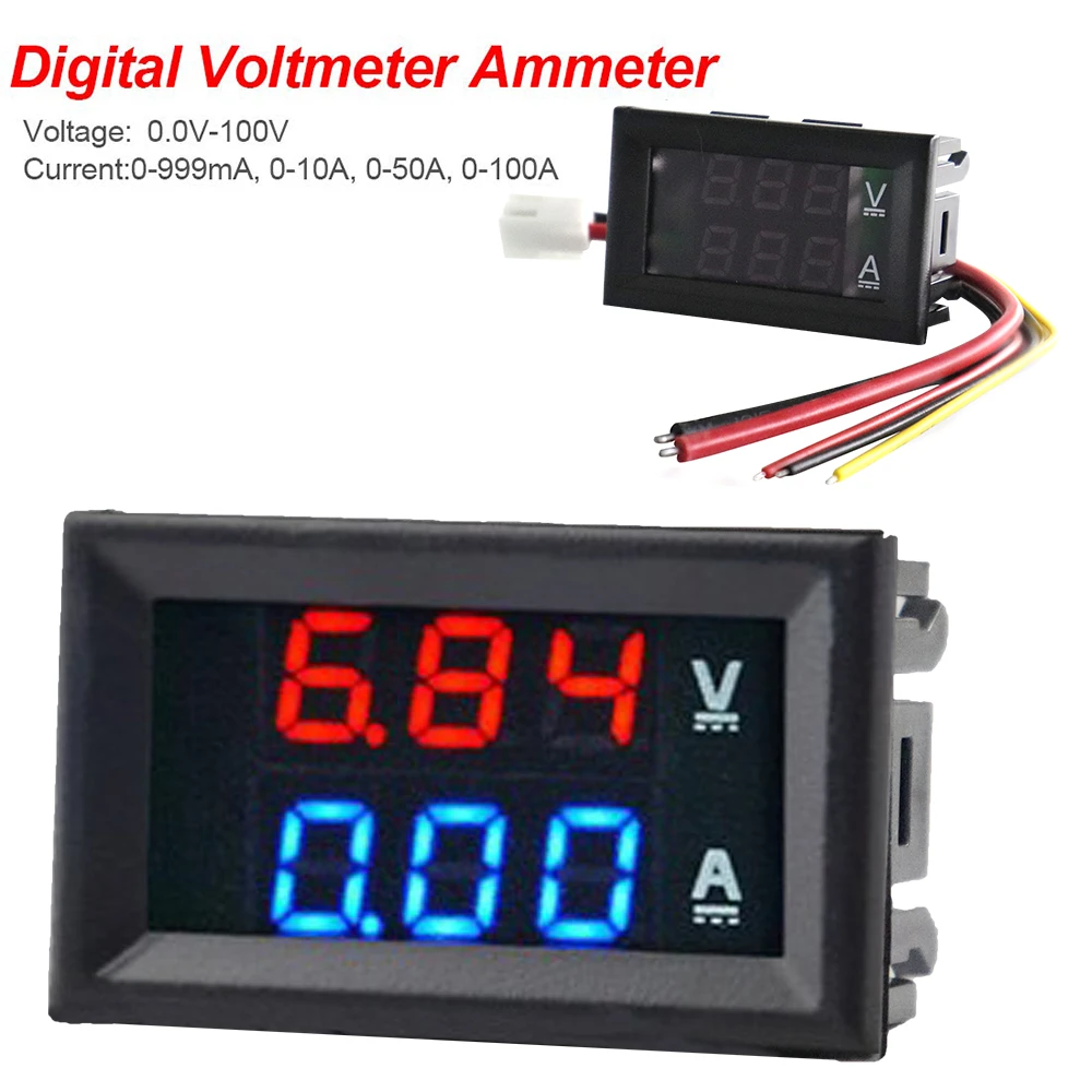 DC 100V 10A Voltmeter Ammeter Red LED Panel Amp Dual Digital Volt Meter Gauge 