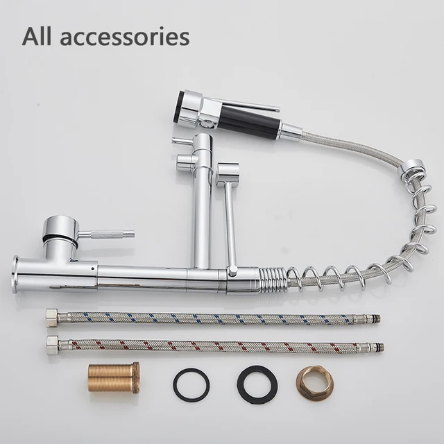 Rozin Black and Rose Golden Spring Pull Down Kitchen Sink Faucet Hot Cold Water Mixer Crane Rozin Black and Rose Golden Spring Pull Down Kitchen Sink Faucet Hot & Cold Water Mixer Crane Tap with Dual Spout Deck Mounted