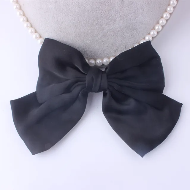 Fashion Ribbon Hairgrips Big Large Bow Hairpin For Women Girls Satin Trendy Ladies Hair Clip New Cute Barrette Hair Accessories black