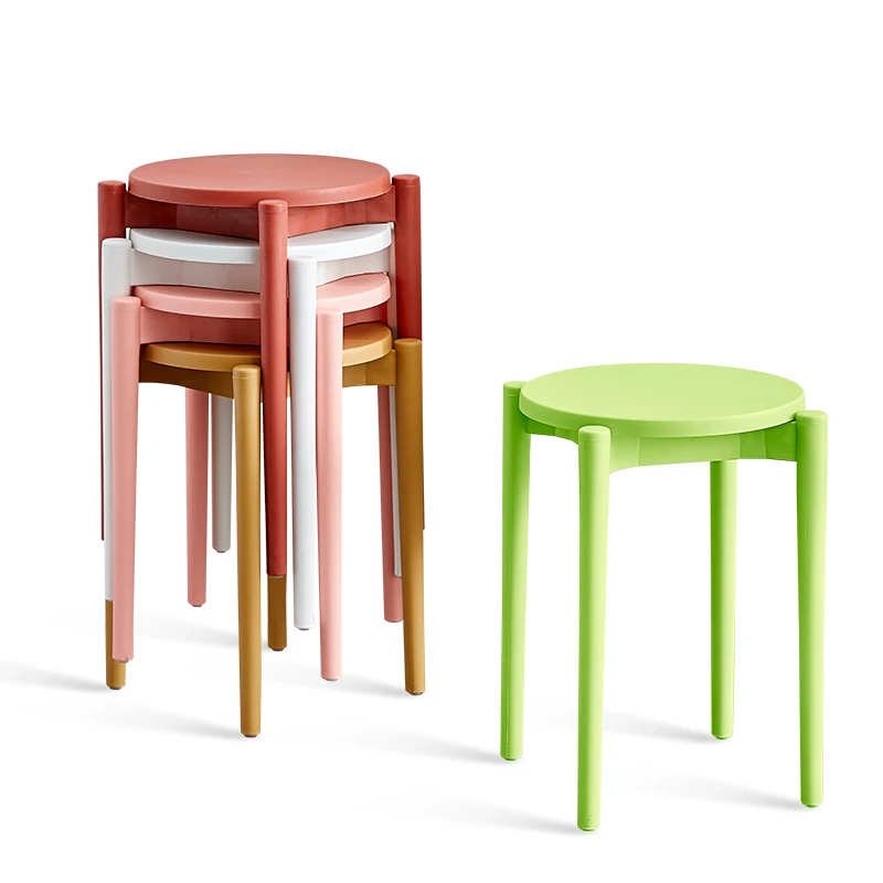 

Simple Stool Plastic Round Stool Household Low Stool Nordic Fashion Creative Thick Stool Foldable Dining Stool