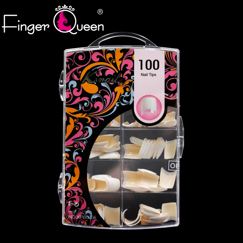 FingerQueen 100 шт Клей половинные искусственные ногти/прозрачный гроб накладные ногти искусственная подделка УФ гель украшение для ногтей